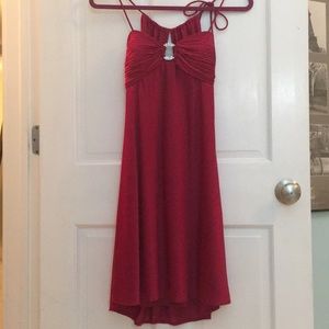 Red burgundy silk evening gown